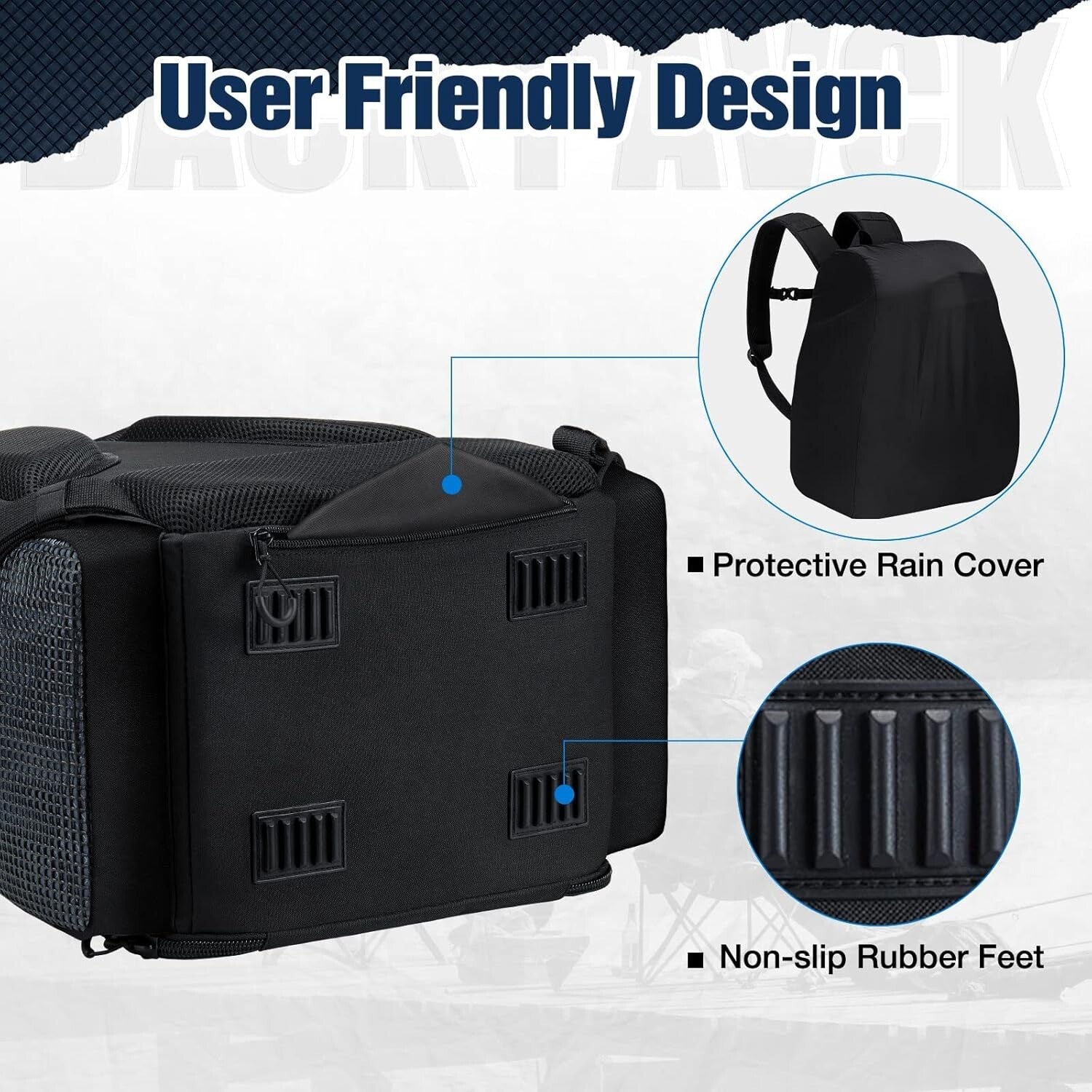 Multi-Functional Fishing Backpack with Adjustable Rod Holders & 40L Capacity