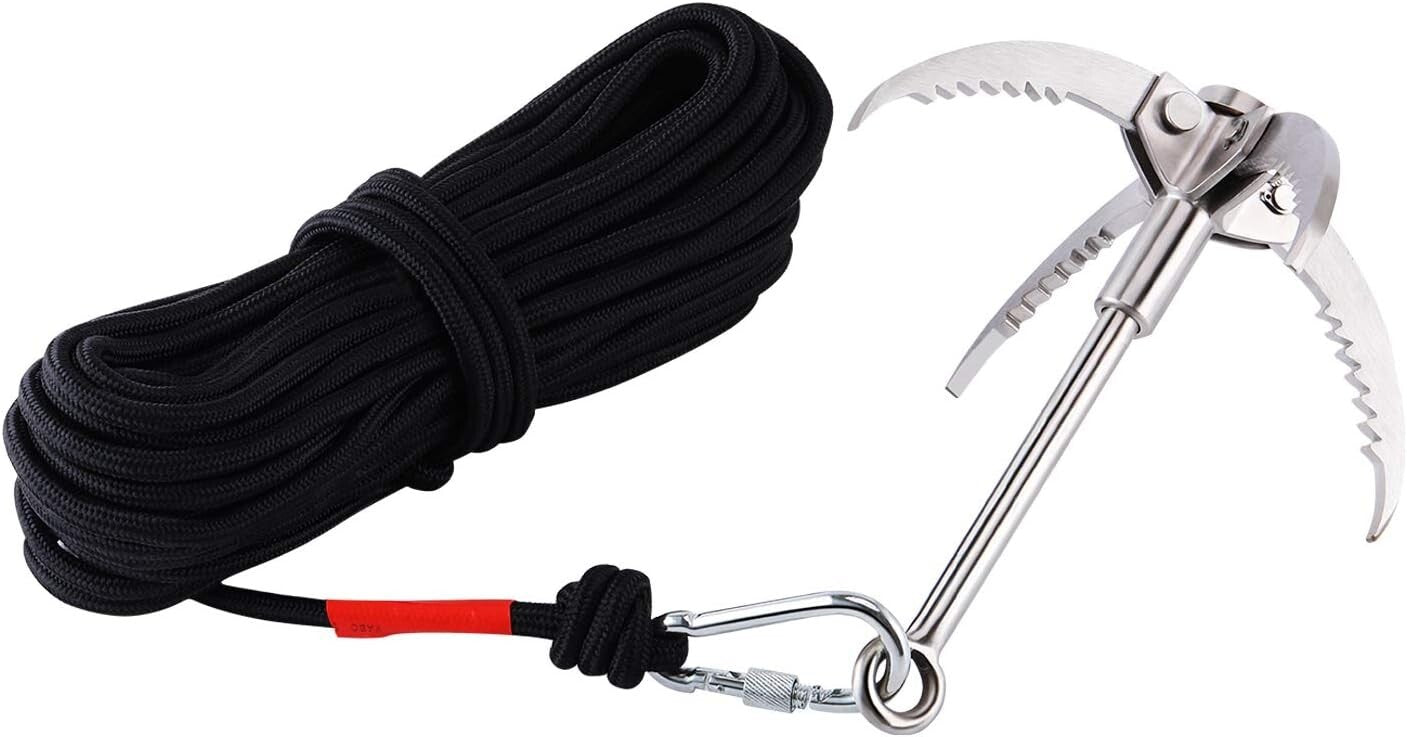 Durable Stainless Steel Grappling Hook with 4-Claw Design for Outdoor Adventures