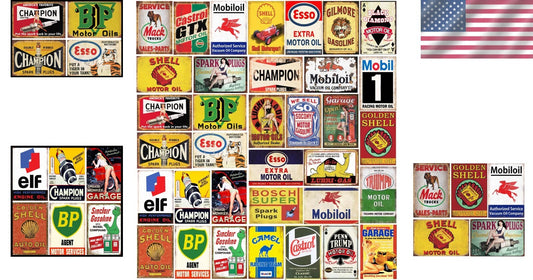 Nostalgic Collection of 35 Vintage Tin Signs - Perfect Wall Decor for Any Space