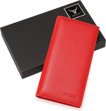 Load image into Gallery viewer, Luxury Bifold Wallet in Pebbled Red Italian Calfskin with 15 Card Slots