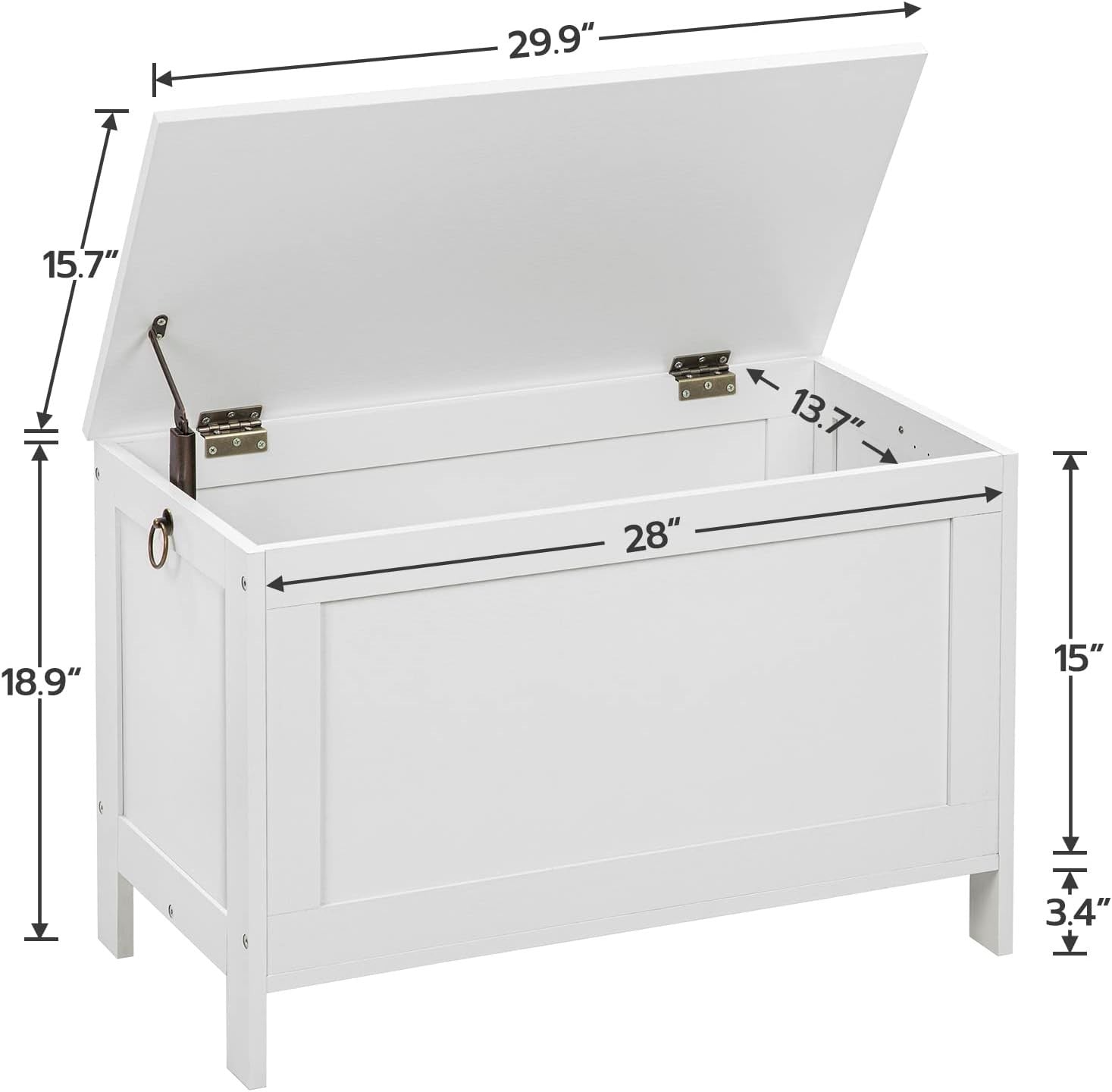 Elegant White Toy Chest Organizer - Easy Assemble Storage Bench, 220 lb Capacity