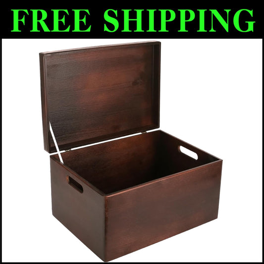 Versatile Large Pine Wood Keepsake Chest with Hinged Lid - Ideal Gift Storage