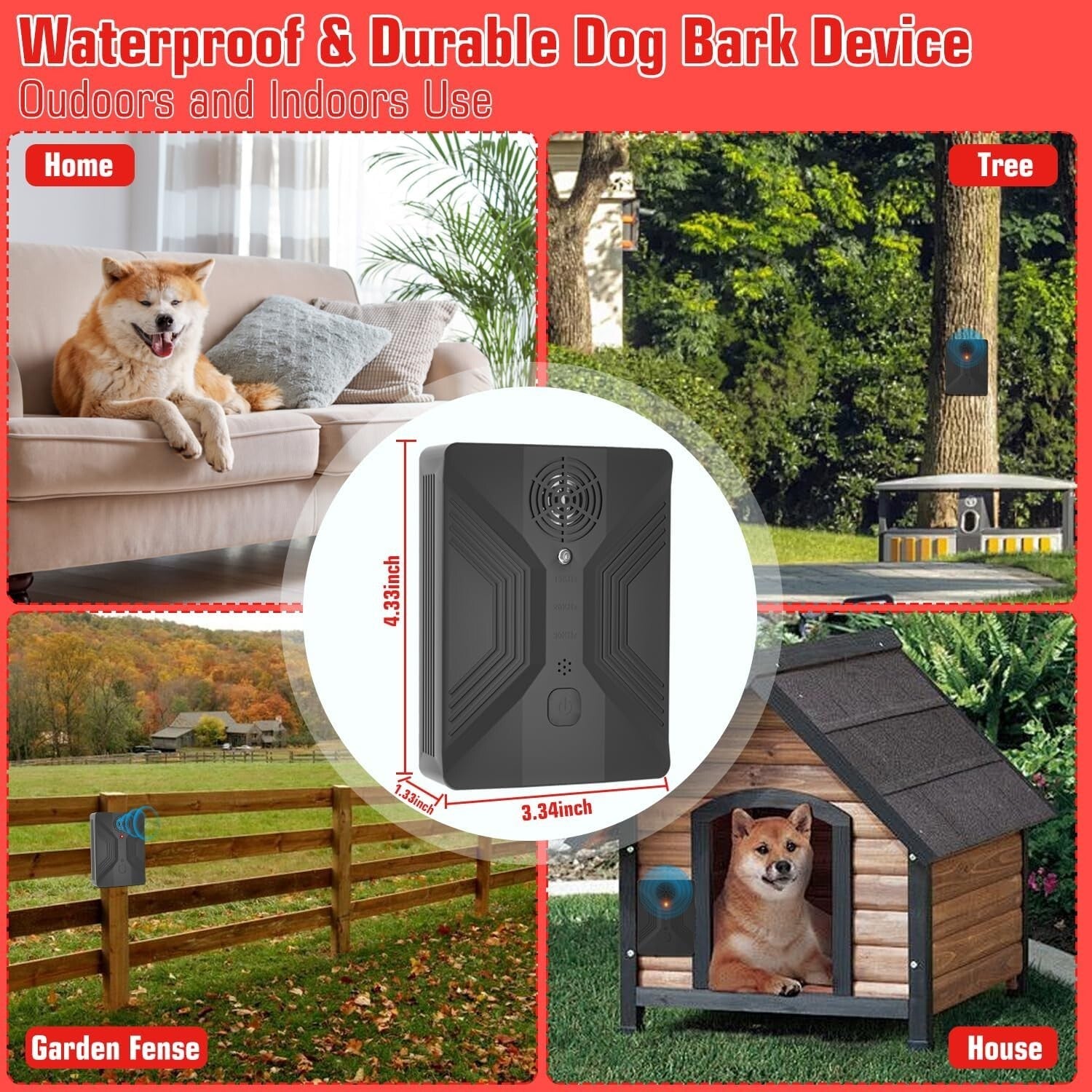 Compact 3-Mode Anti Barking Device for Effective Dog Training - USB Rechargeable