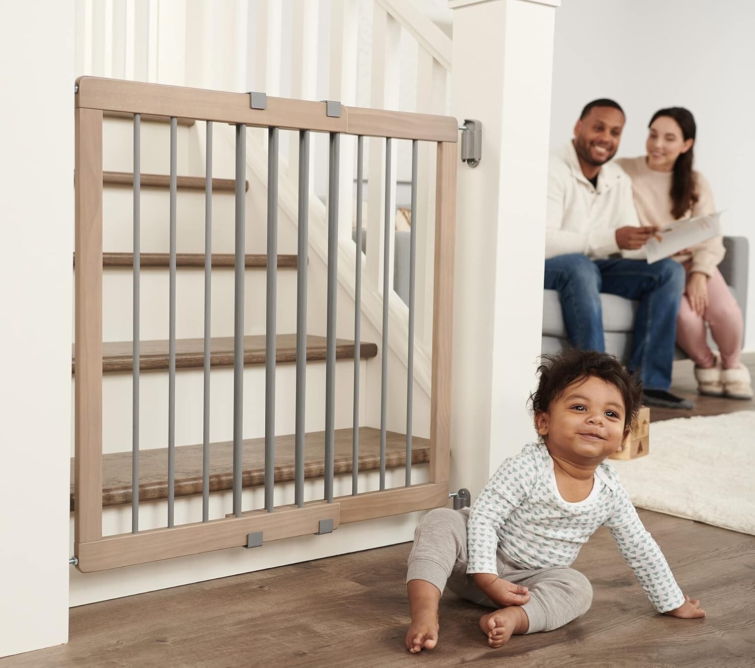 Elegant Walk-Through Baby Safety Gate - 30-Inch Height, Easy Assembly & Stylish