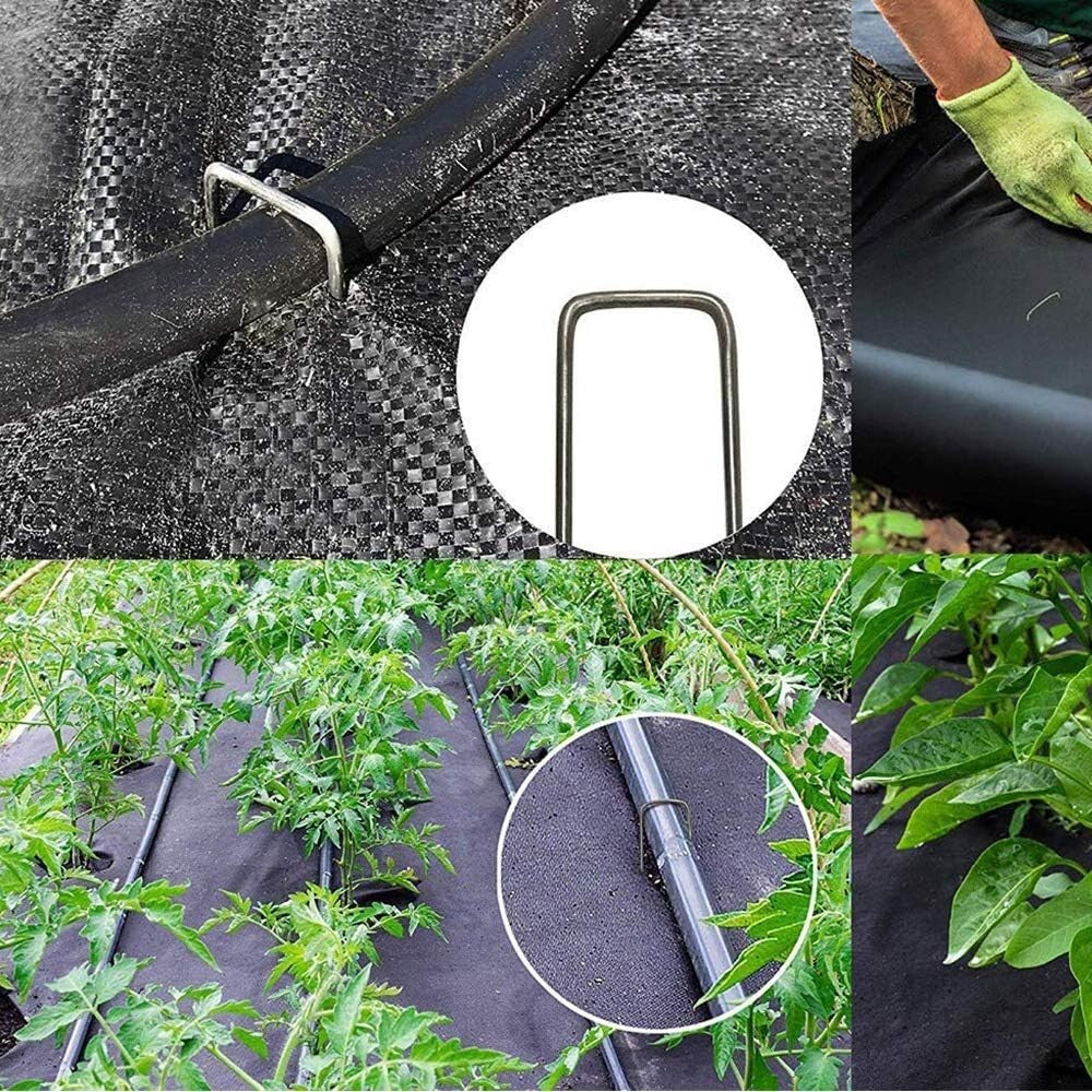 200 Pack Heavy Duty 12" Galvanized Garden Stakes - Rust Resistant Landscape Pins