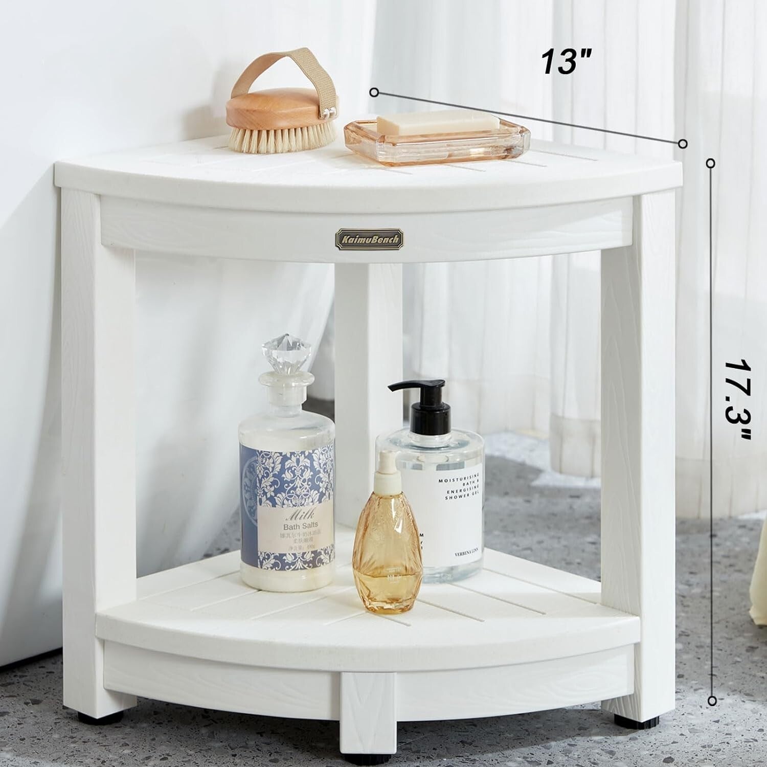 Durable Plastic Corner Shower Chair with Storage Shelf for Easy Shaving