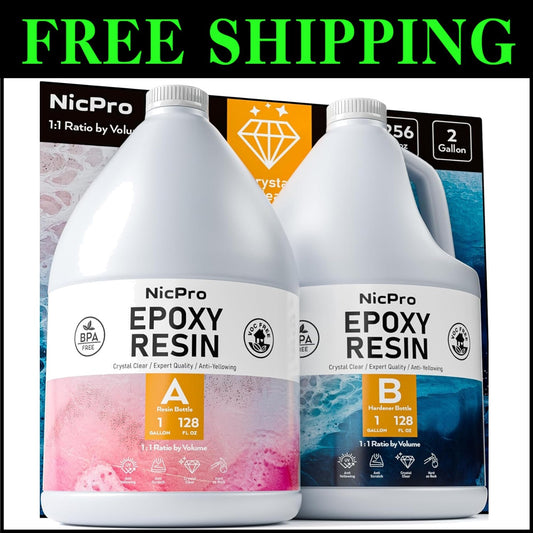 Durable 2-Gallon Epoxy Resin Kit for Crafts: Scratch Resistant & Bubble-Free