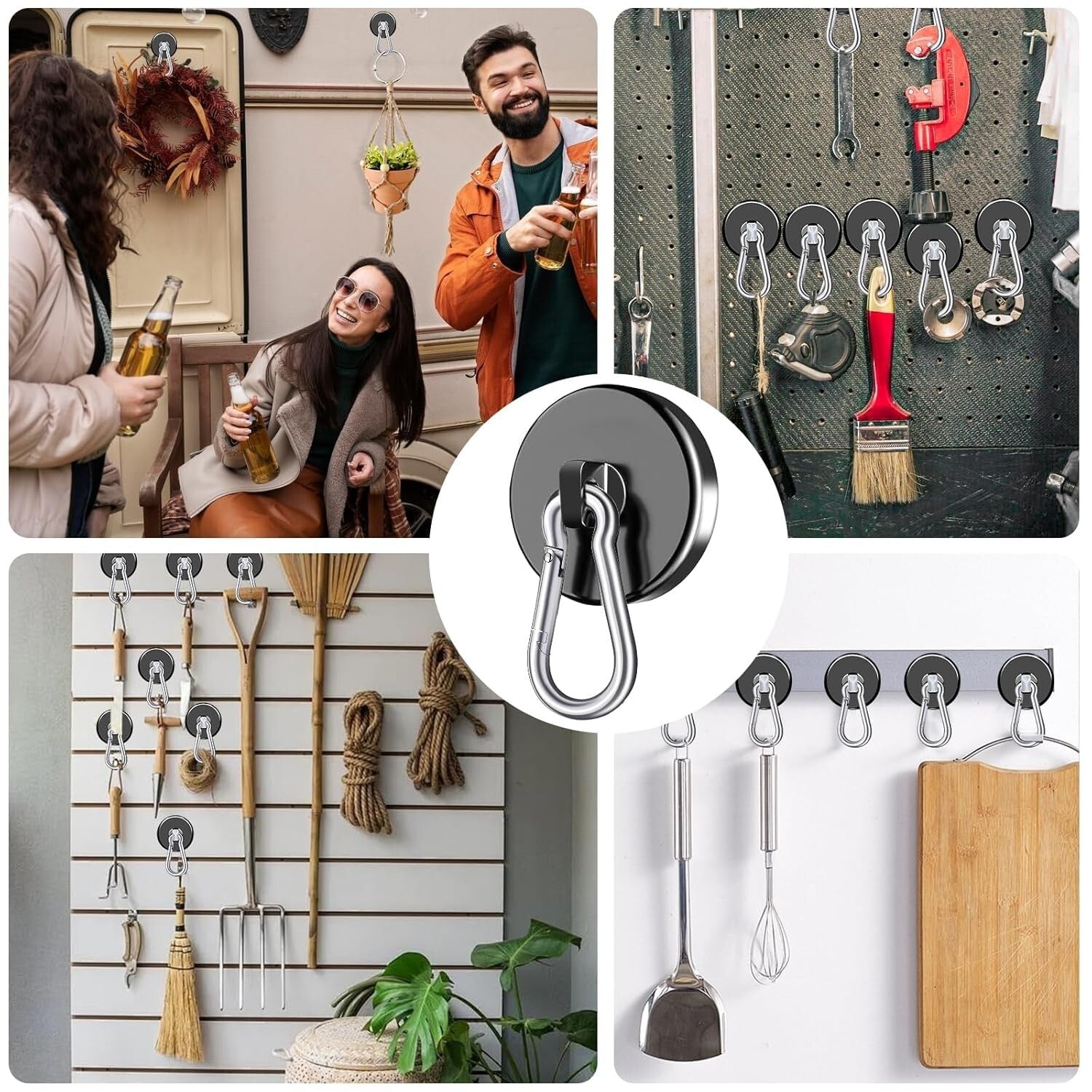 Versatile 40-Pack Black Magnetic Hooks - 110LBS Capacity for Easy Organization