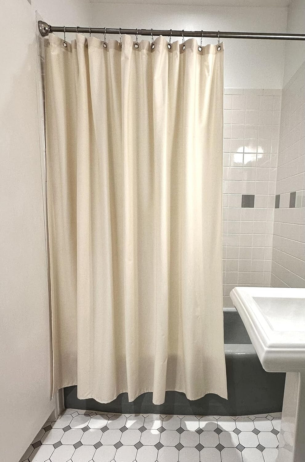 All Natural 70" x 74" Cotton Shower Curtain – Modern and Water-Resistant