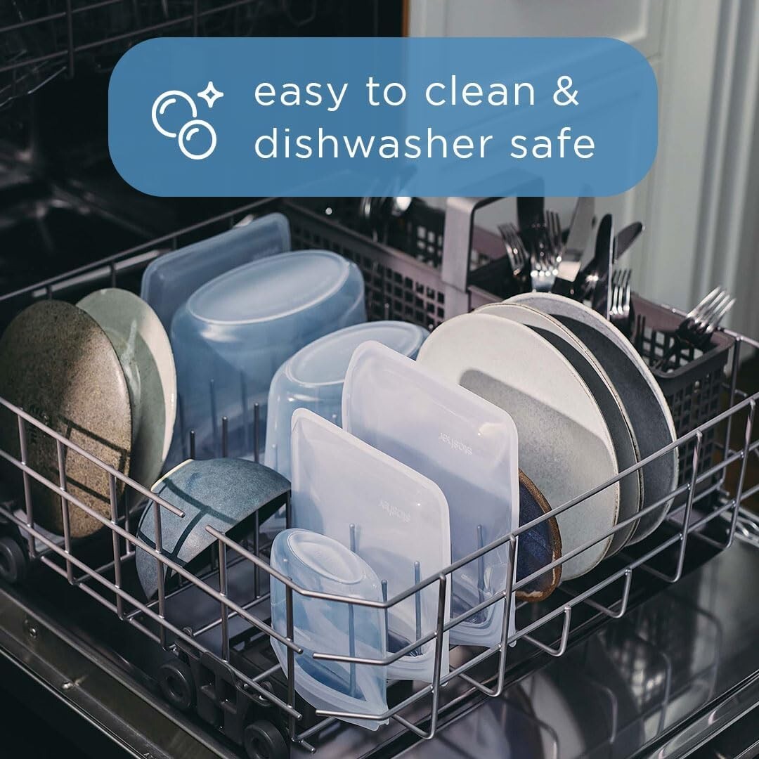 Eco-Friendly 4-Pack Silicone Food Storage Bags - Leakproof, Clear & Reusable