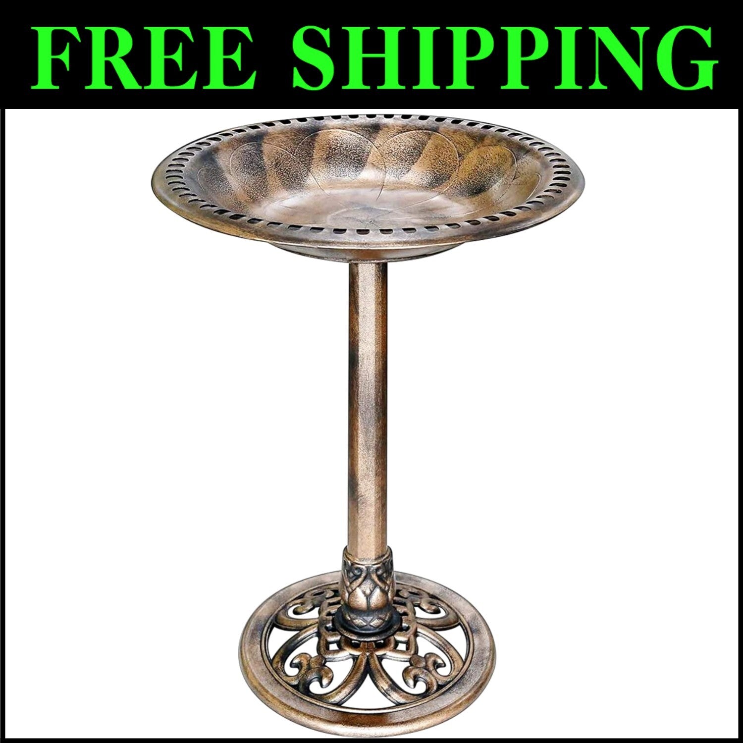 Attractive 28'' Copper Bird Bath for Birds and Butterflies - Easy Assembly