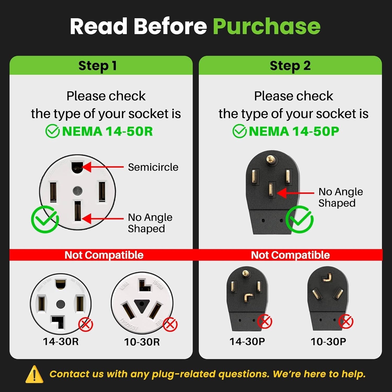 Bright Green 50A Y Splitter Adapter for RV & EV - NEMA 14-50P to 2 NEMA 14-50R