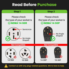 Load image into Gallery viewer, Bright Green 50A Y Splitter Adapter for RV &amp; EV - NEMA 14-50P to 2 NEMA 14-50R