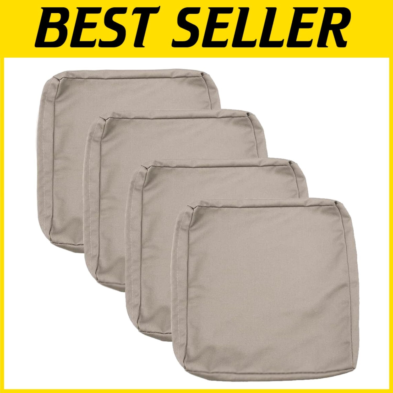 4 Pack 24x24 Tan Outdoor Cushion Covers - Machine Washable, Fits Patio Furniture