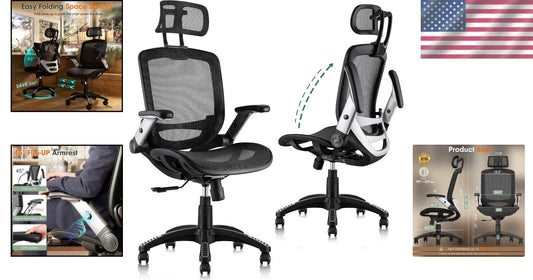 Multi-Functional Ergonomic Chair with Flip-Up Arms - Ideal for Tall Users