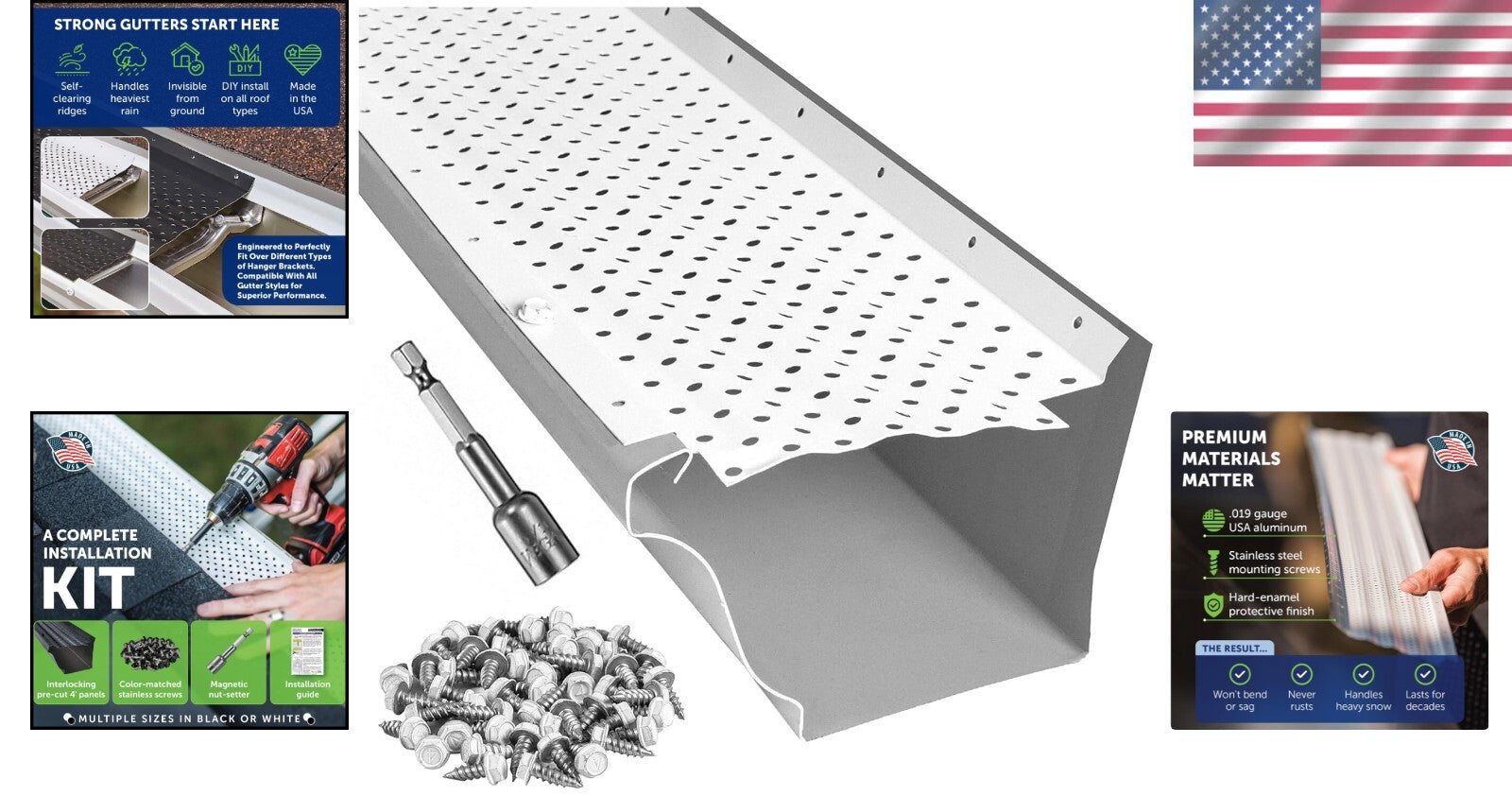 Premium LeafTek Gutter Guards 6" x 100" for Effortless Rain Management in White