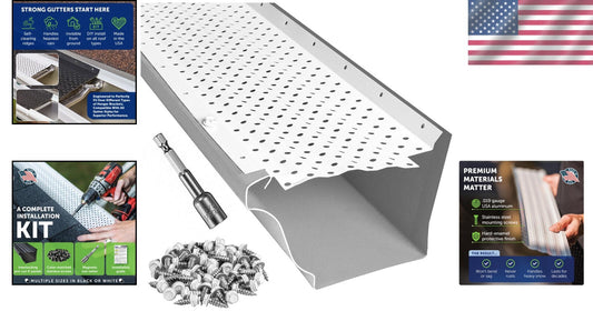 Premium LeafTek Gutter Guards 6" x 100" for Effortless Rain Management in White