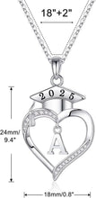 Load image into Gallery viewer, Dainty Sterling Silver Heart Initial Necklace - 2025 Graduation Gift for Women