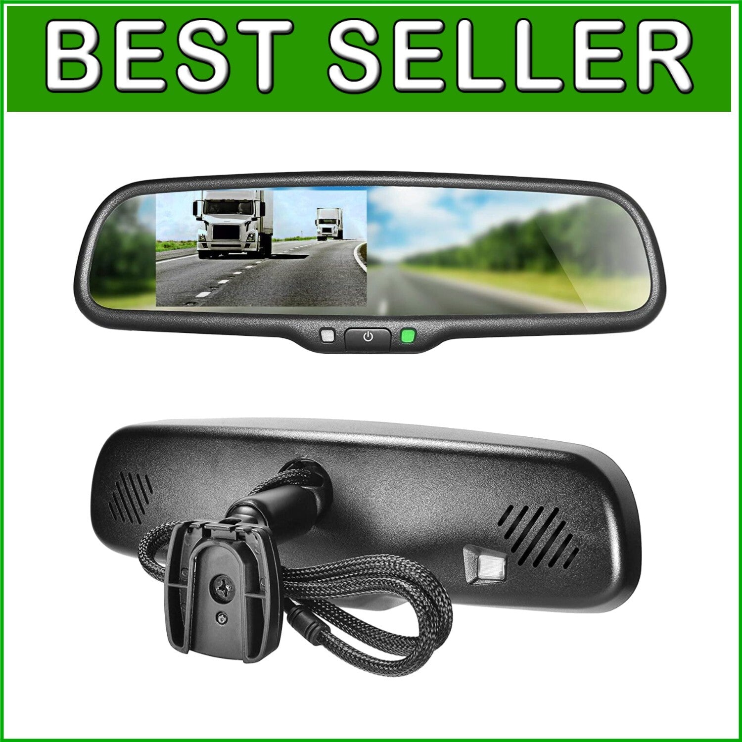 Auto Adjusting Brightness 10.5" Mirror with 4.3" LCD Screen for All Vehicles