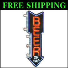 Load image into Gallery viewer, Retro Neon Beer On Tap Double-Sided Sign with LED Bulbs – Perfect for Man Caves