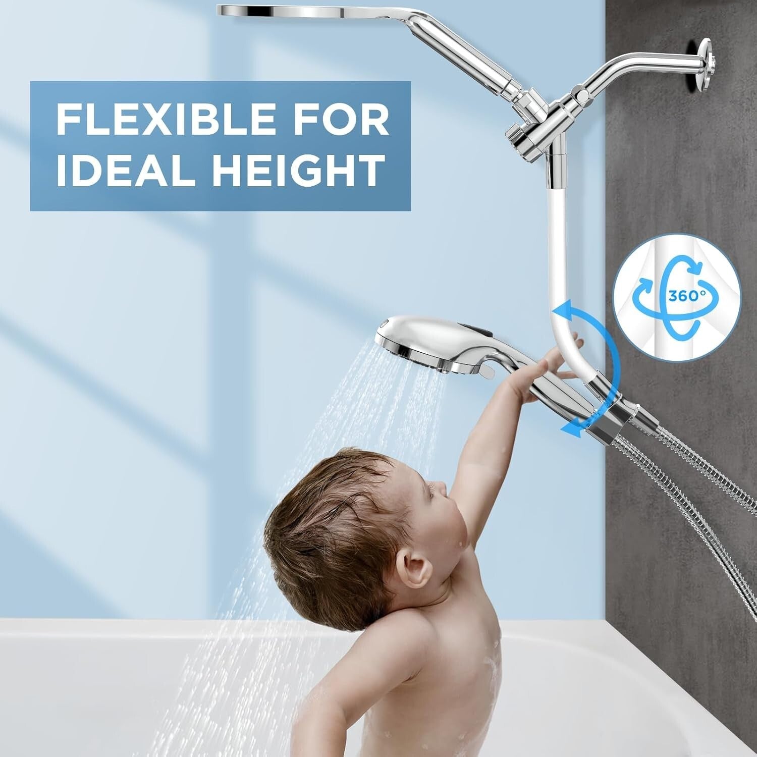 All-in-One 2-in-1 Dual Handheld Shower Head with 10 Modes & Rainfall Experience
