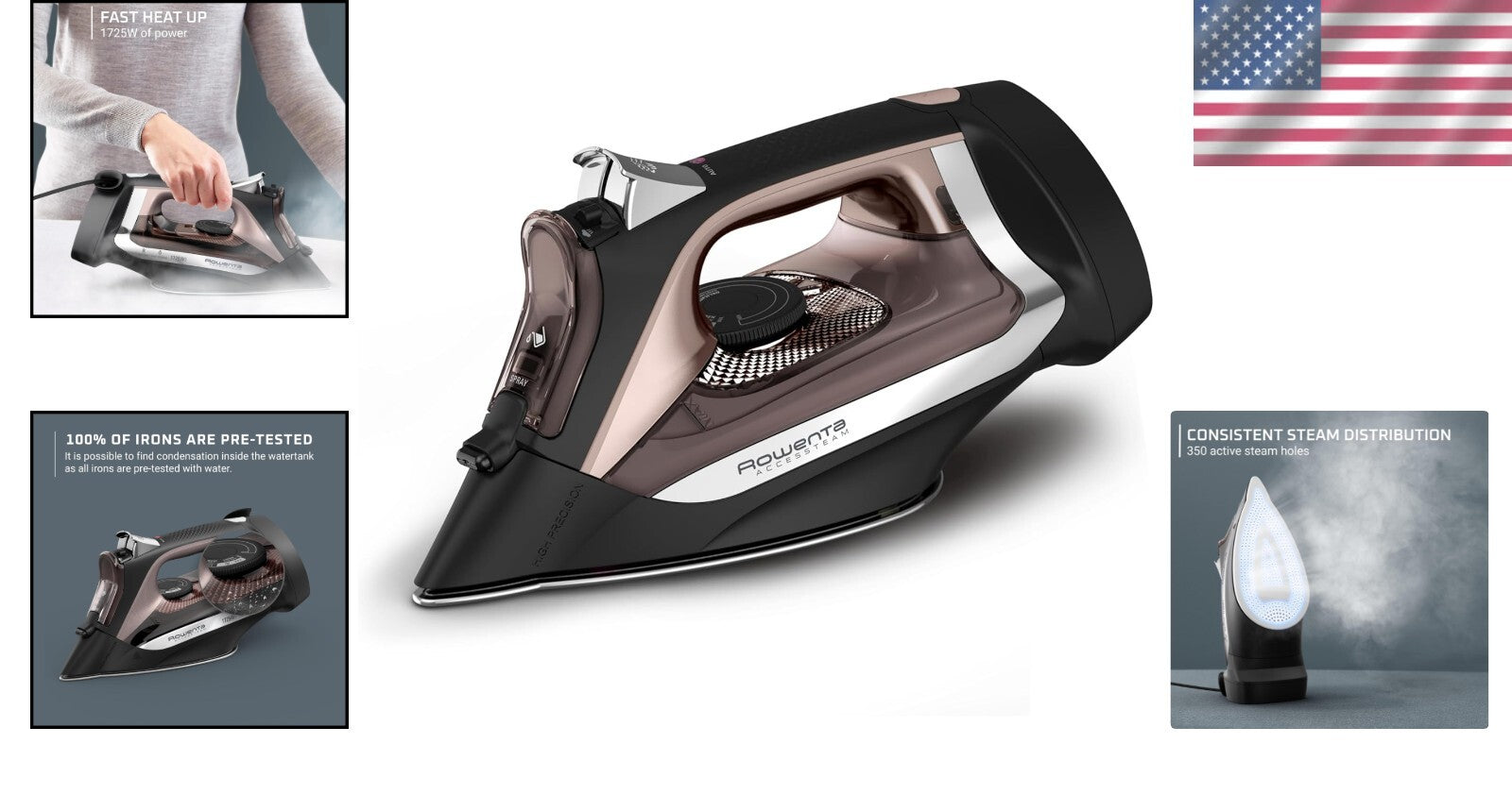 Ultimate Steam Iron with Retractable Cord - 350 Micro-Holes for Perfect Coverage