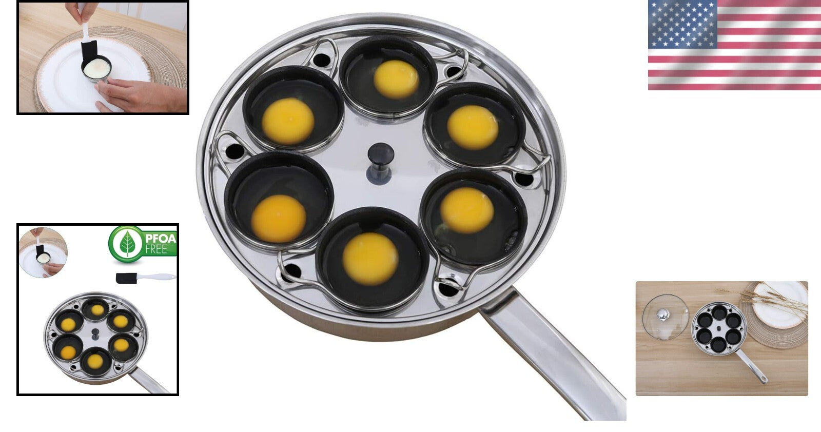 Deluxe Egg Poacher Pan with Tempered Glass Lid - Perfect Poached Eggs Made Easy