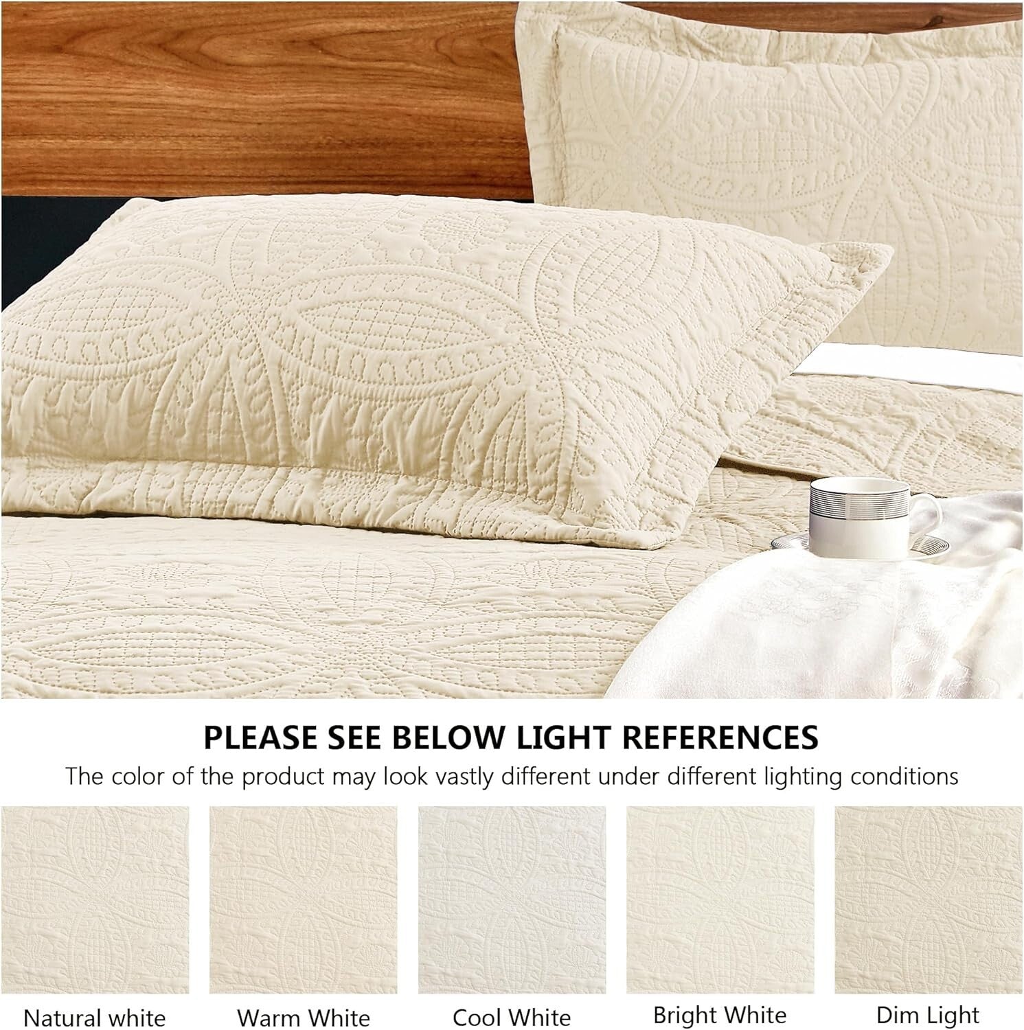 California King Coverlet Set - Durable Coin Pattern Quilt with Matching Shams