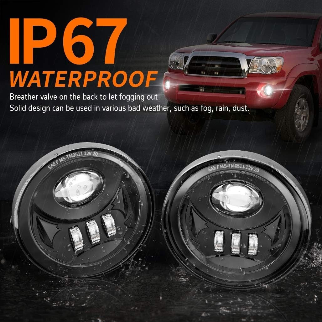 DOT Approved LED Fog Lights for Tacoma, Sequoia, Tundra - Bright Black Finish