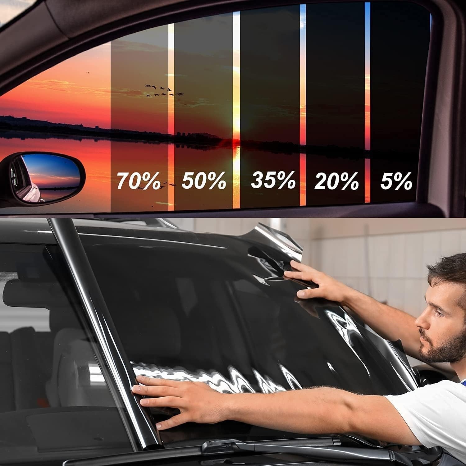 Car Privacy Window Tint Film - UV Block, Heat Resistant, Easy Install 30" x 15'