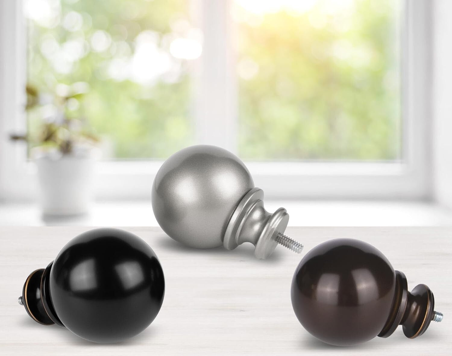 Elegant Antique Bronze Curtain Rods 120-170 Inches, Decorative Finials