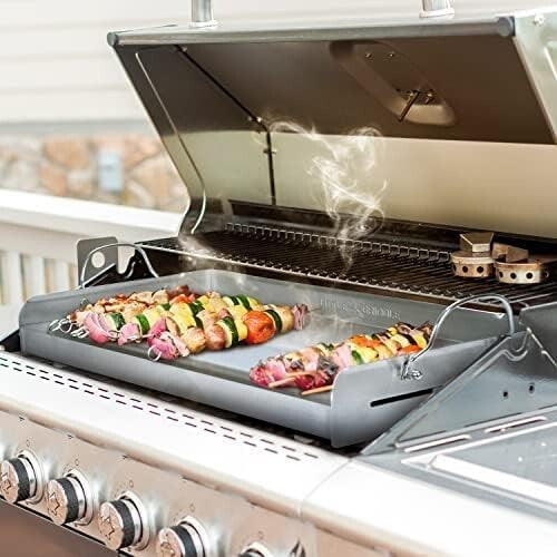 Portable Stainless Steel Griddle with Removable Handles - Ideal for Camping