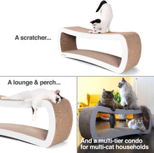 Load image into Gallery viewer, Jumbo Cat Scratcher Lounge - Stylish 39" White Cardboard Perch for Playtime