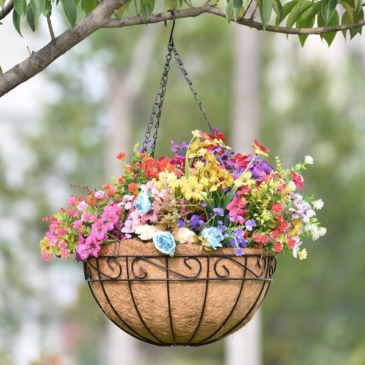 Versatile Hanging Planters - 14 Inch Metal Baskets for Garden and Porch Style