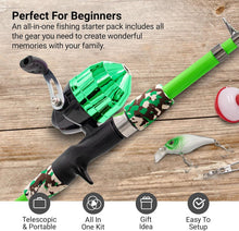 Load image into Gallery viewer, Youth-Friendly Fishing Gear: 65 Inch Telescoping Rod &amp; Fully Stocked Tackle Box