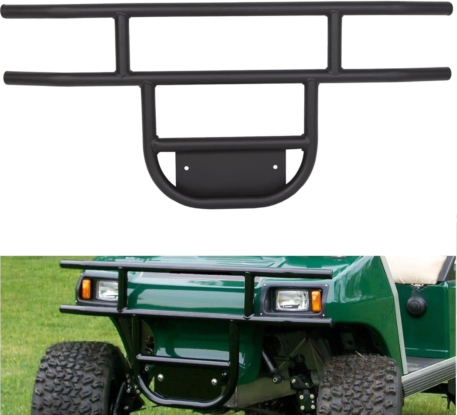 Sleek Matte Black Brush Guard for Club Car DS - Durable Steel Front Bumper