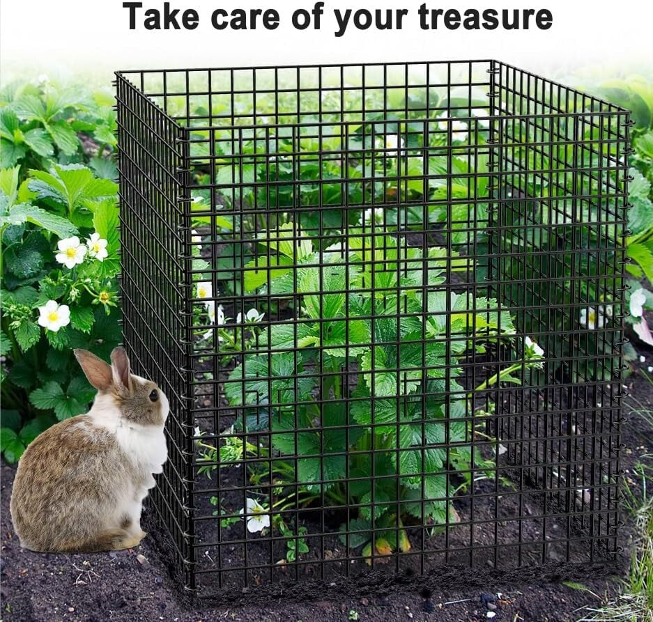 4-Pack Heavy-Duty Wire Plant Protectors - 14.8" Square Animal Cages