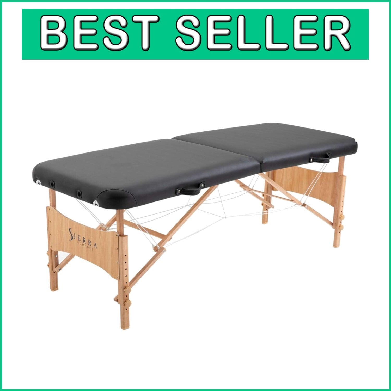 Elegant Black Portable Massage Table - Easy to Clean PU Leather & High Stability