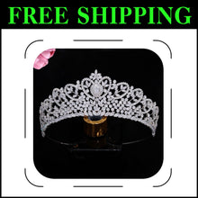 Load image into Gallery viewer, Lightweight Bridal Tiara with Secure Pin Loops - Perfect for Weddings &amp; Events