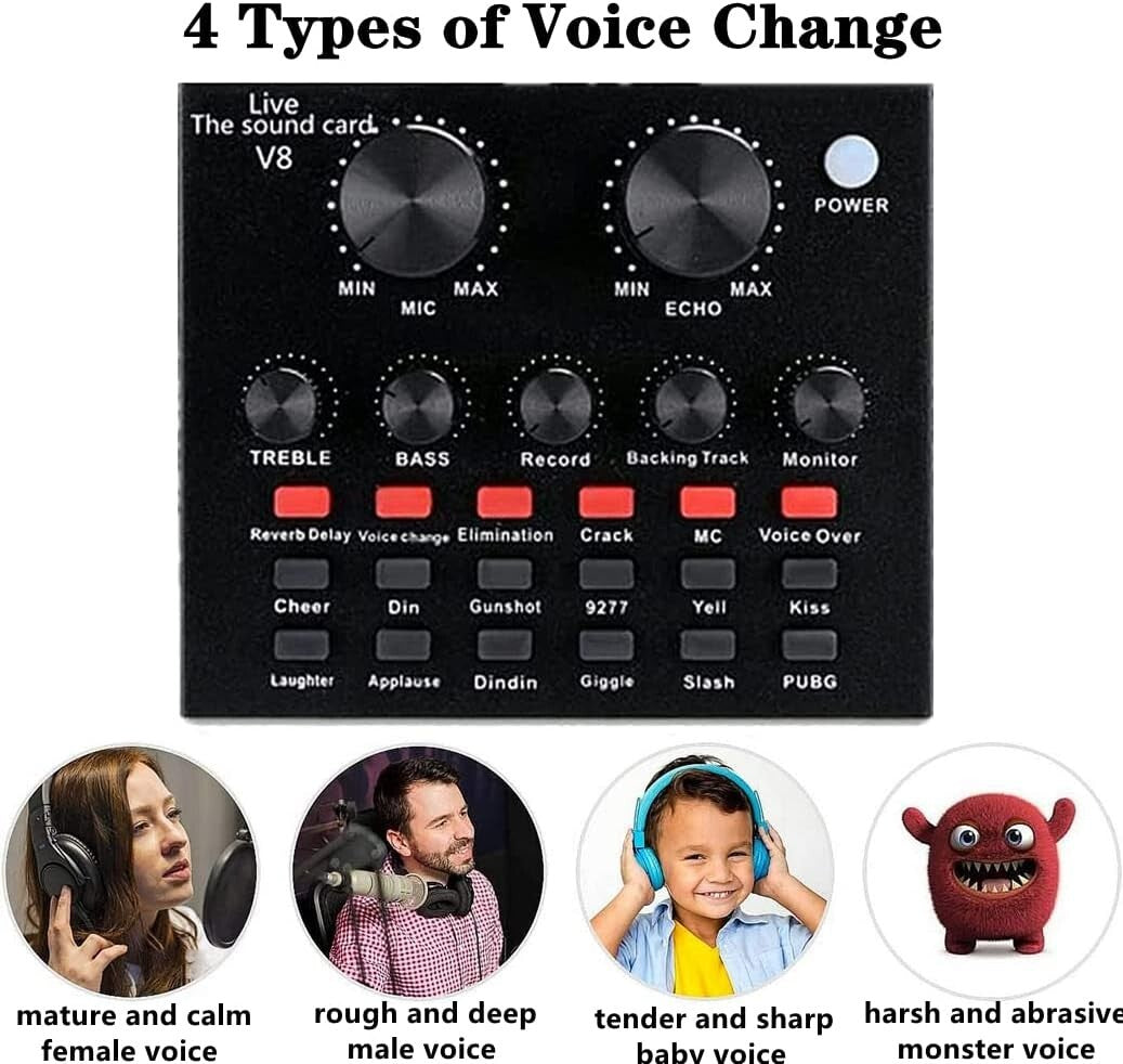 Professional Podcast Recording Bundle - BM-800 Mic, Live Sound Card & Effects