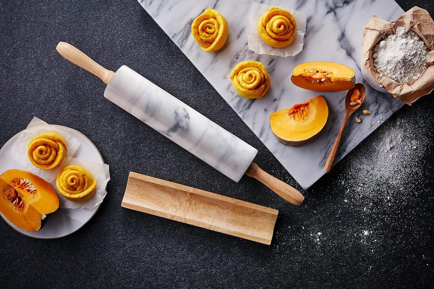 Elegant 16x20 Marble Pastry Board with Non-Slip Stability for Effortless Baking