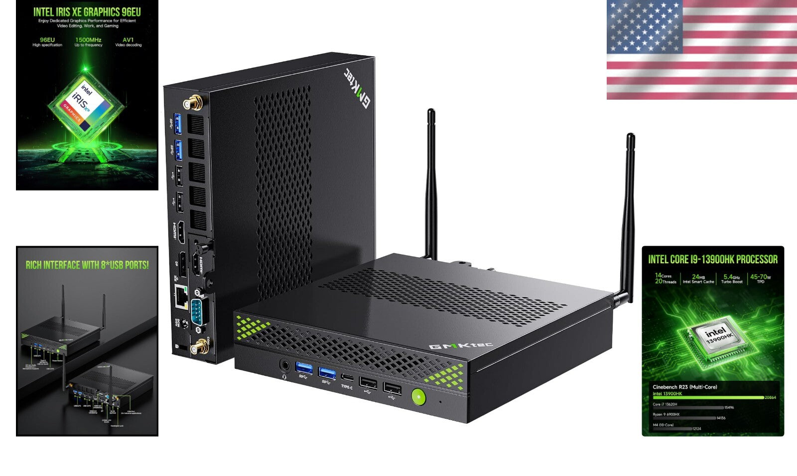 Compact Intel Core i9 Mini Computer - 32GB RAM, 1TB SSD & Quad-Screen 8K Support