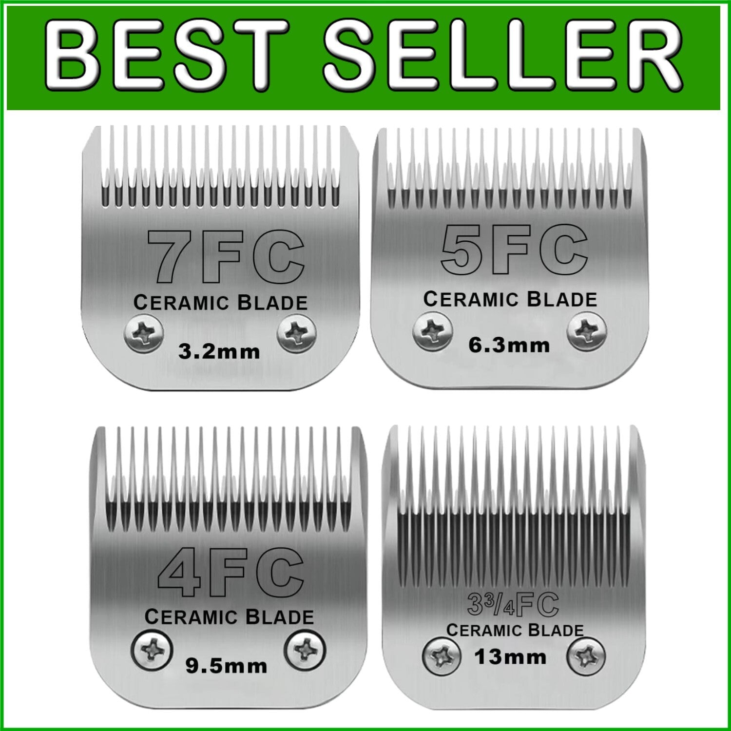 Premium Detachable Dog Grooming Clipper Blades 3FC to 7FC - Lightweight Set