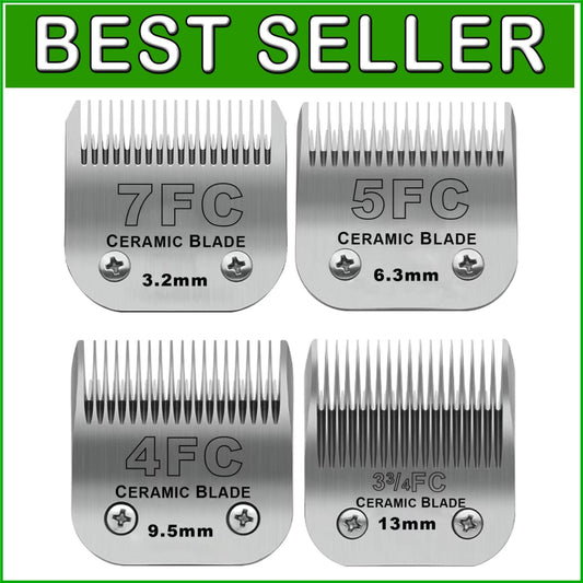 Premium Detachable Dog Grooming Clipper Blades 3FC to 7FC - Lightweight Set