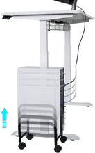 Load image into Gallery viewer, Height Adjustable Mobile CPU Stand with Locking Wheels – Black Metal Tower Cart