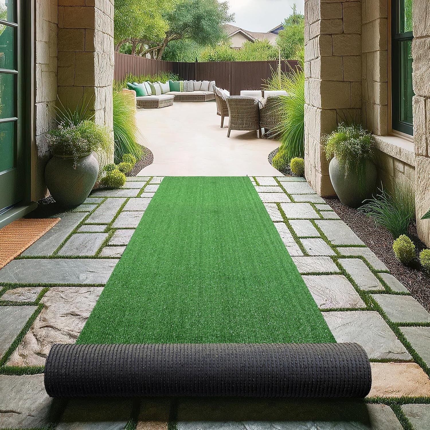 Durable 2'7" x 24' Artificial Grass Runner - Stylish and Functional Outdoor Rug
