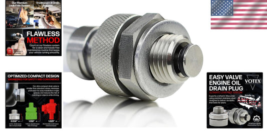 Compact High-Quality Oil Drain Plug with Quick Valve - USA Made for Various Cars