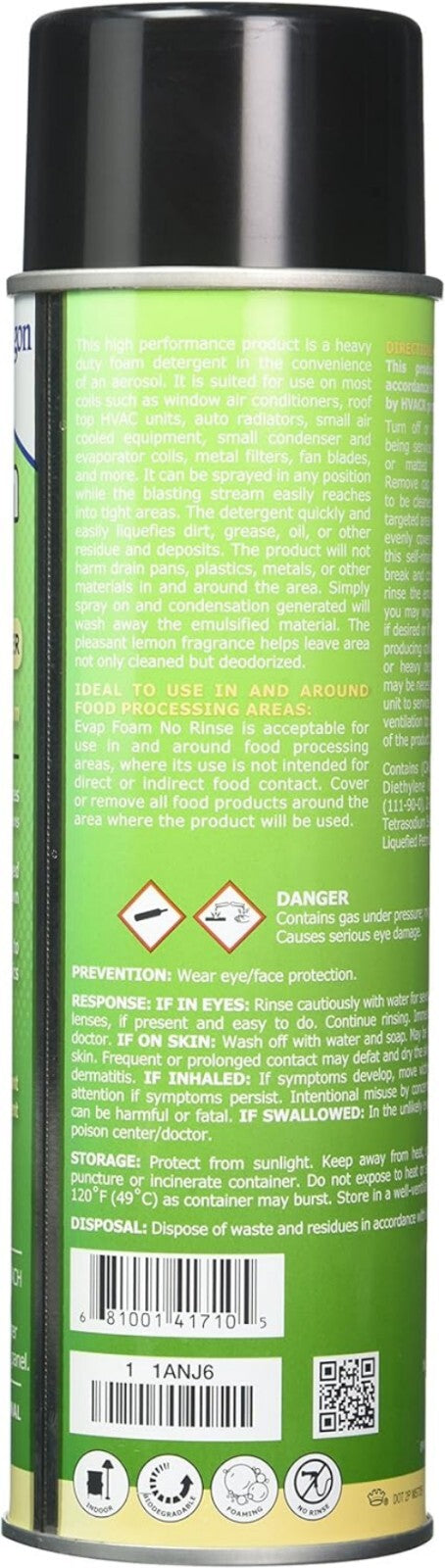 Fast-Breaking Foam Coil Cleaner - 36 oz NSF Registered Lemon Scent Pack of 2