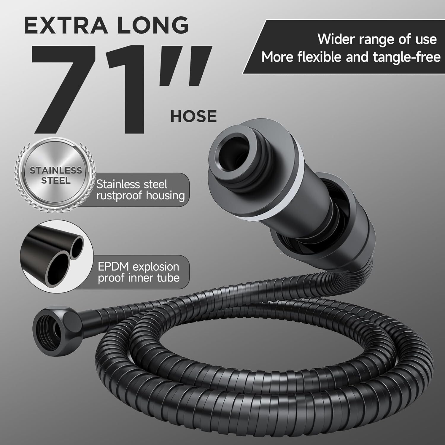 Rainfall Showerhead with Adjustable Height & Anti-Clog Nozzles - Modern Design