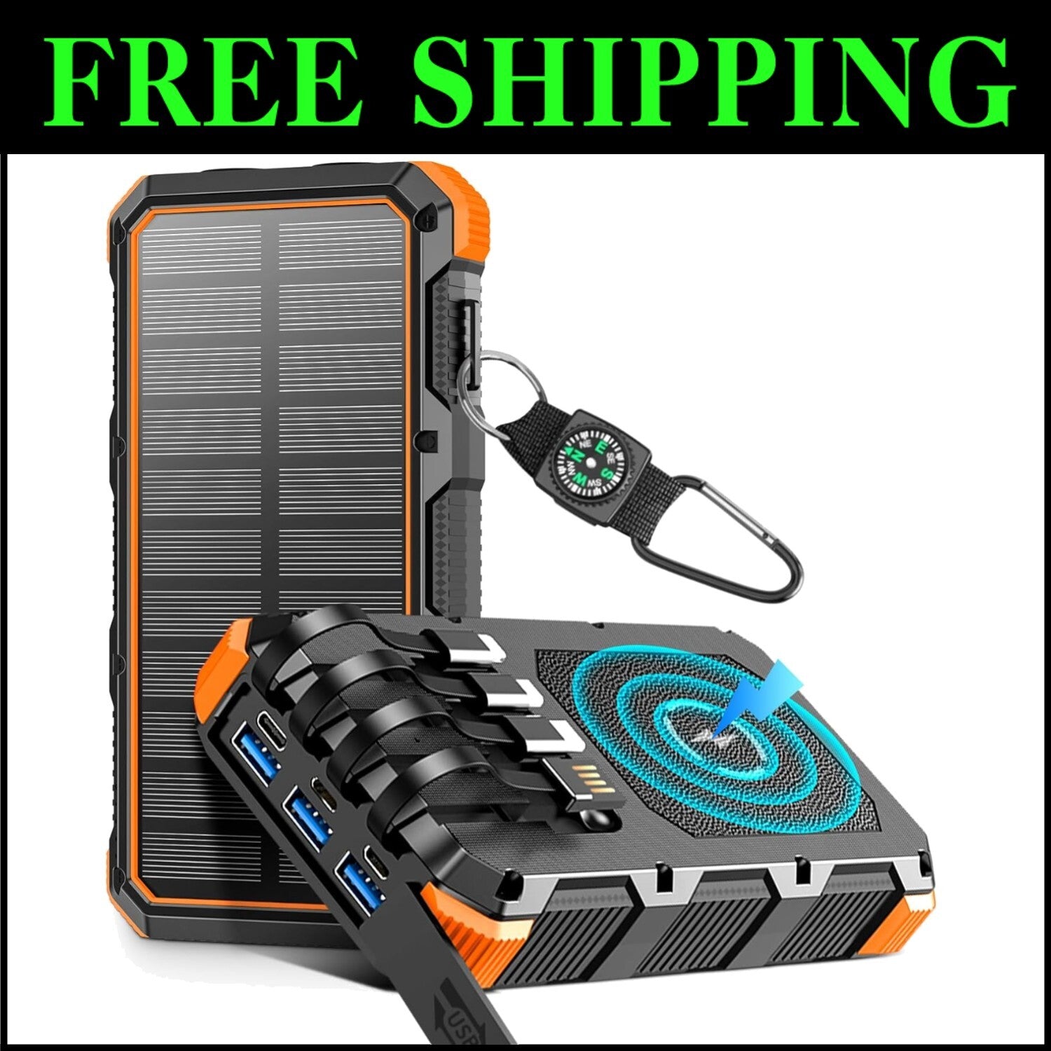 Premium 49800mAh Wireless Solar Charger – Multi-Device Fast Charging Power Bank